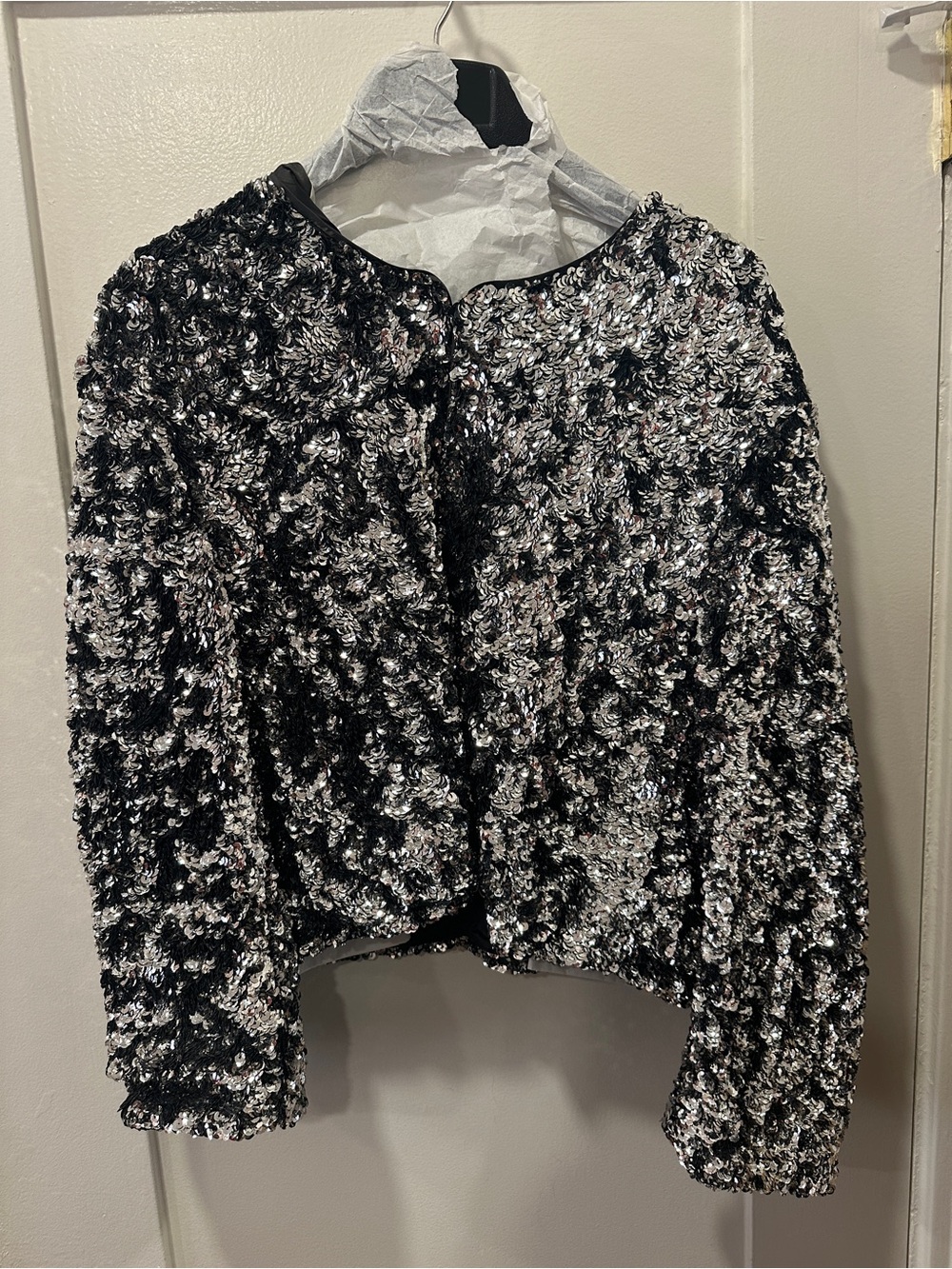 J. Crew Collection Silver Sequin Cropped Jacket NWT - Picture 4 of 11